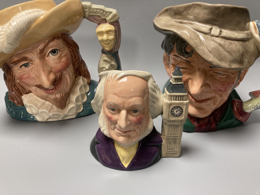 Six Royal Doulton character jugs and one smaller, tallest 18cm